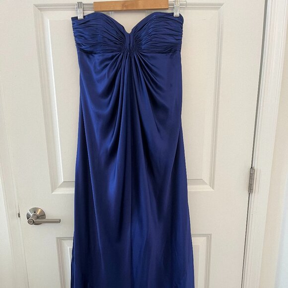 Laundry by Shelli Segal Navy Silk Strapless Gown - Picture 4 of 12